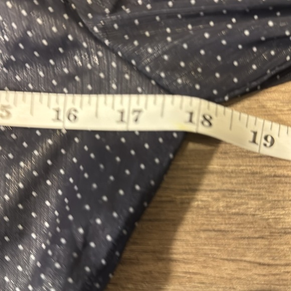 Soup Blue Polka Dot Blouse size‎ s/m  3/4 sleeves  ruffles many style details - Picture 9 of 14